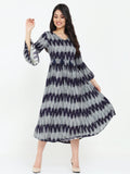 Fashionista - Tassel Waist Laced Bell Sleeve Boat Neck A-line Dress