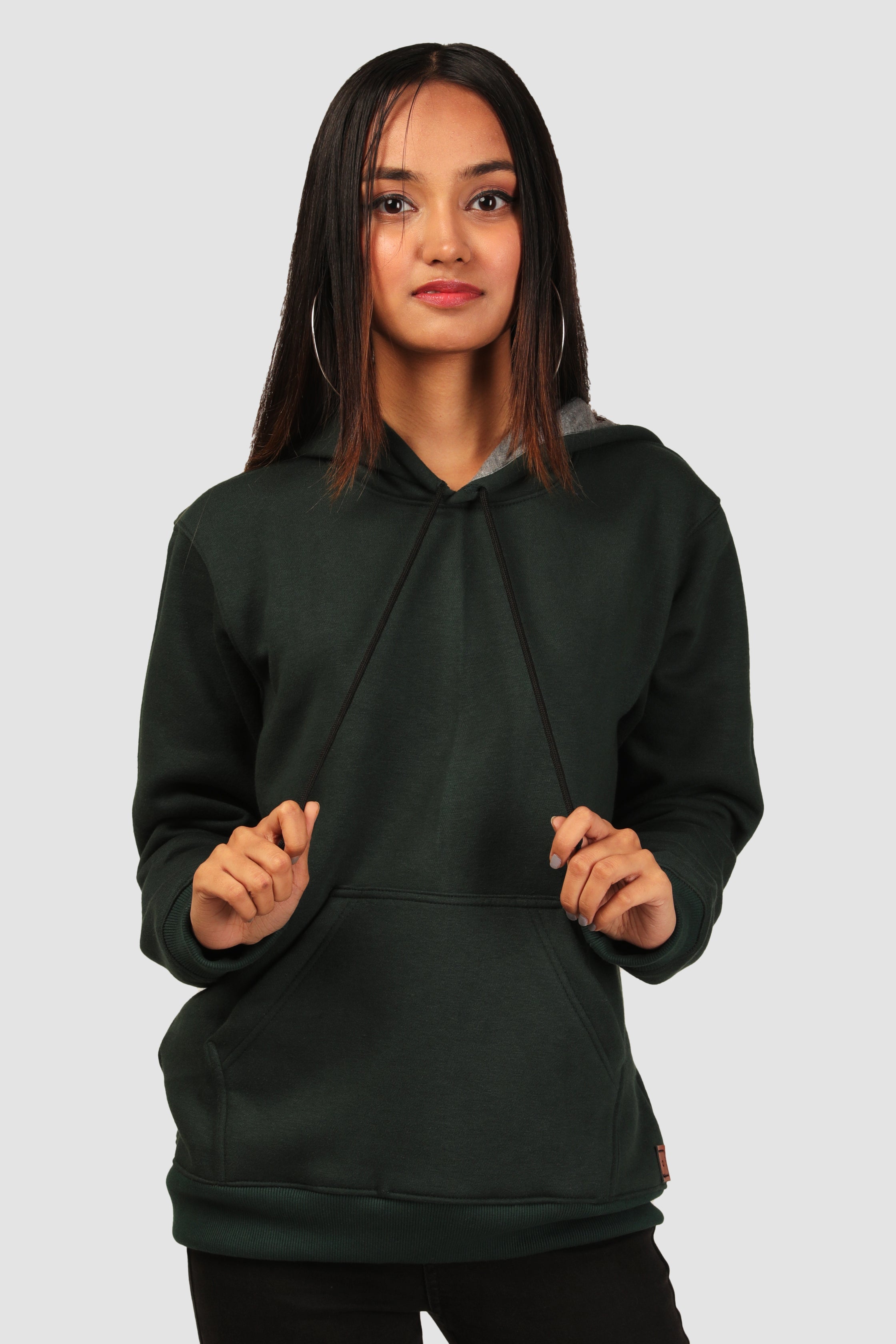 WALLY - GREEN VELOUR SOLID WOMENS HOODIE