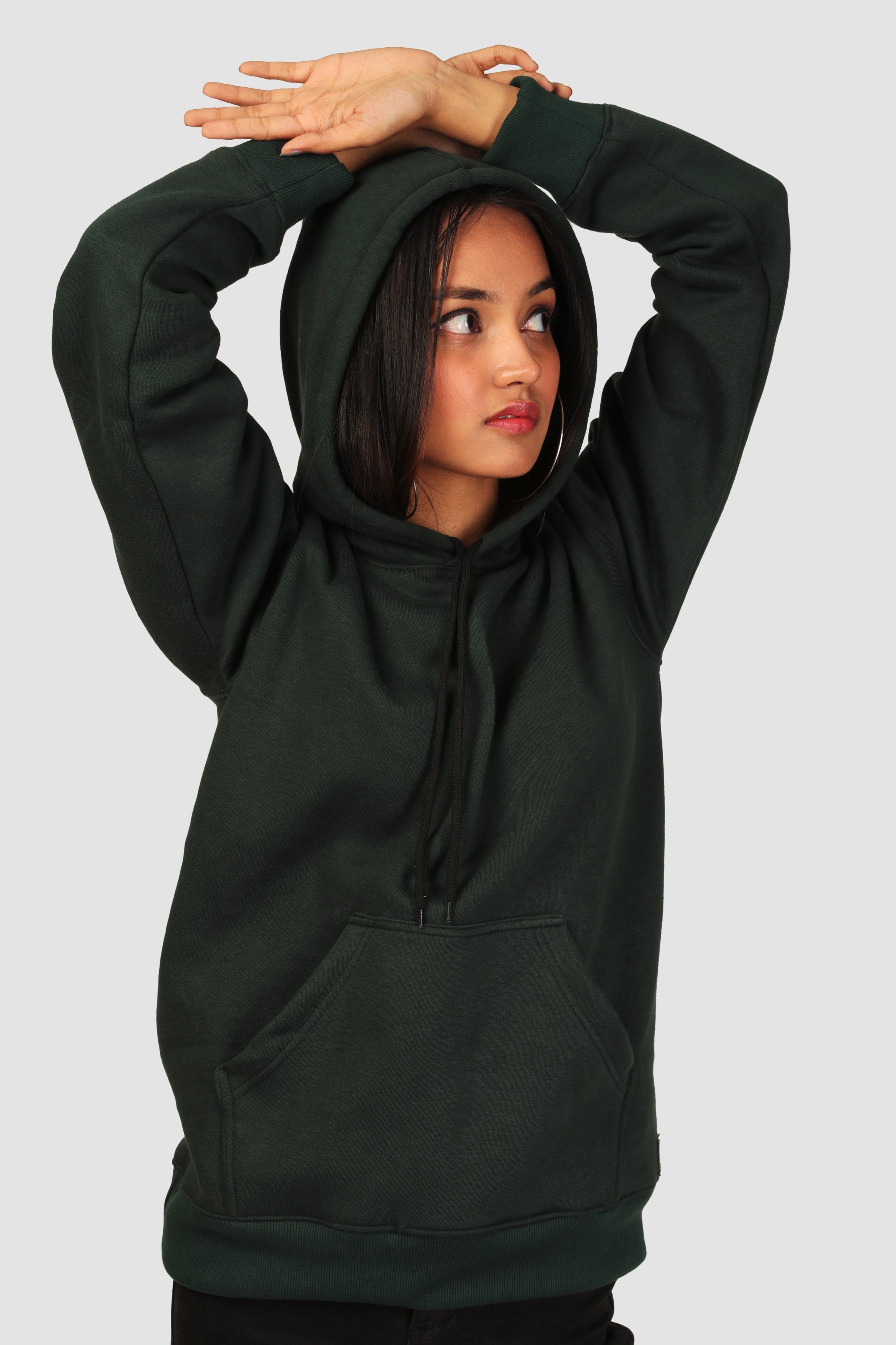 WALLY - GREEN VELOUR SOLID WOMENS HOODIE