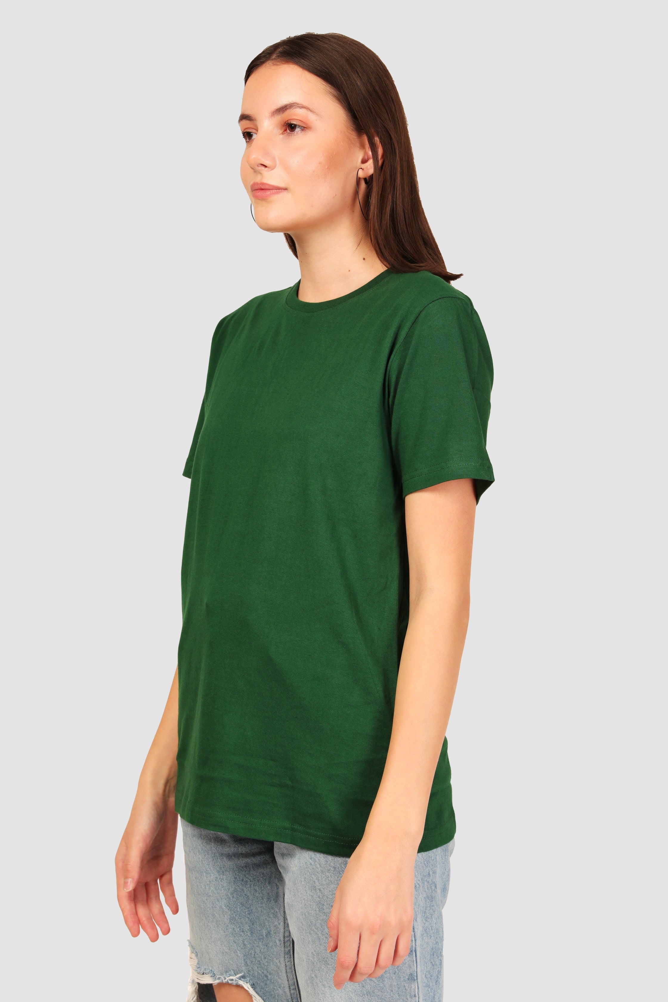 GREEN SOLID CREW NECK T-SHIRT