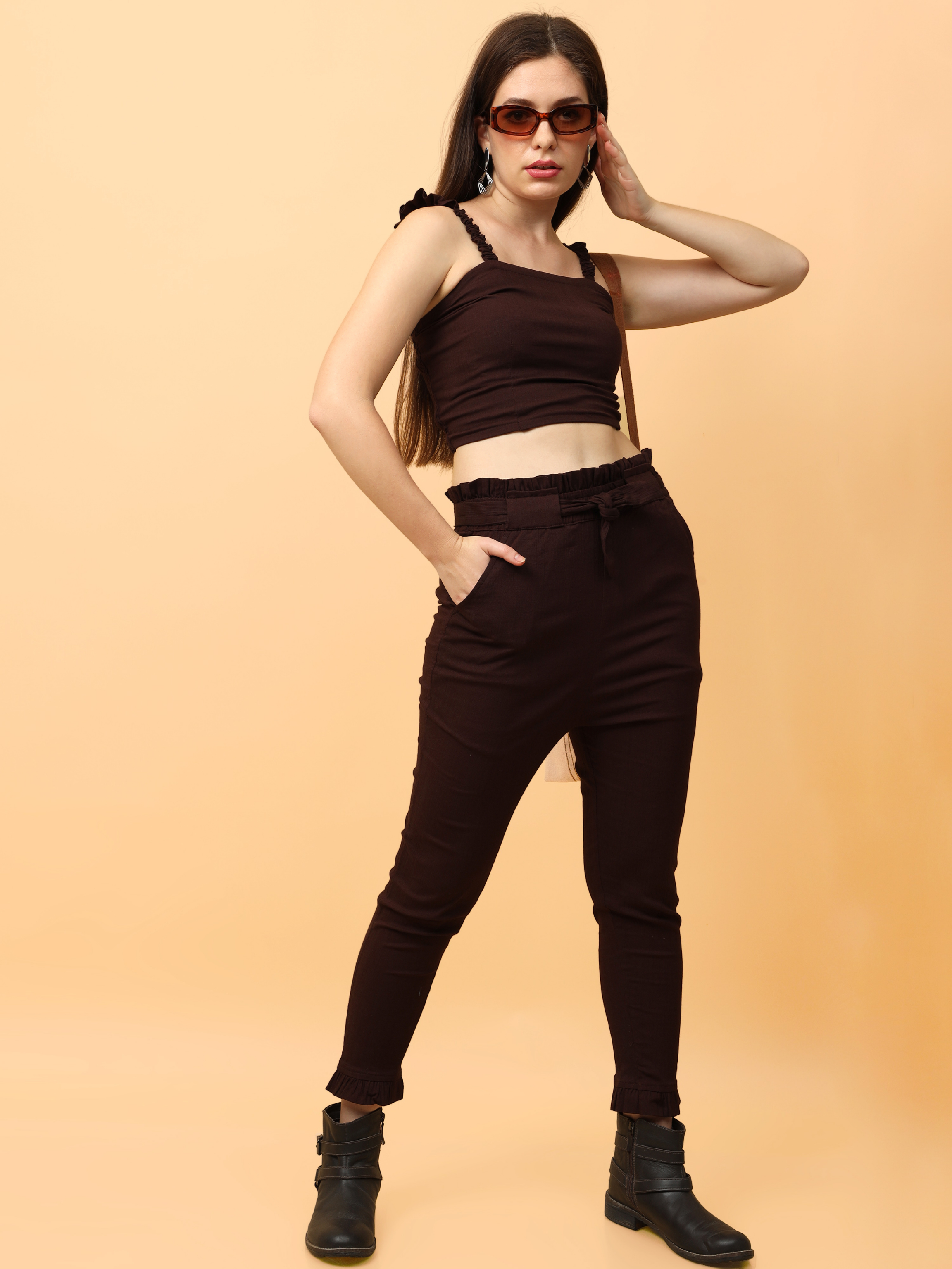 The Trendy Treasure - Women's Crop Top and Peg Trouser Co-ord Set
